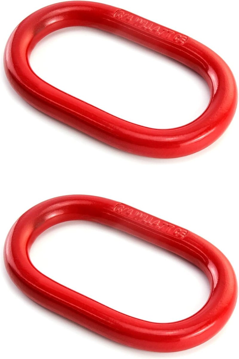 EGV Oblong Master Link, 2 Pack, 5/8", 6600 lbs, Grade 80 Steel Heavy Duty Chain Lifting Ring, for Lifting and Rigging Applications - Red - Image 1